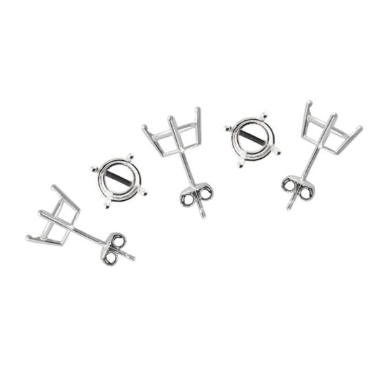 925 Sterling Silver Stud Post Earrings: Chaton Crystal Settings