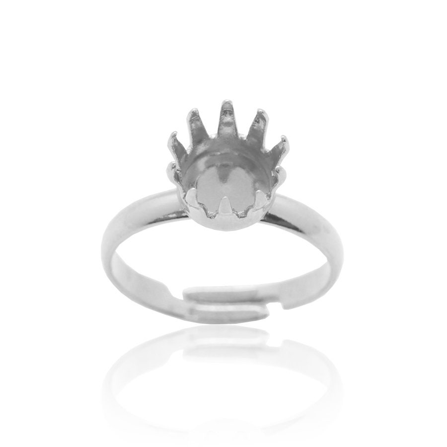 Base De Anillo De Plata De Ley 925 Con Cadena Interna 16-17mm 3 Piezas