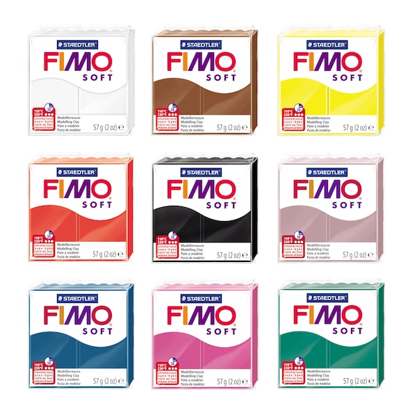 FIMO® Soft Oven Hardening Polymer Soft Modelling Clay - Soft and Smooth Clay for Beginners - Many Popular Colors - 57g or 454g Blocks