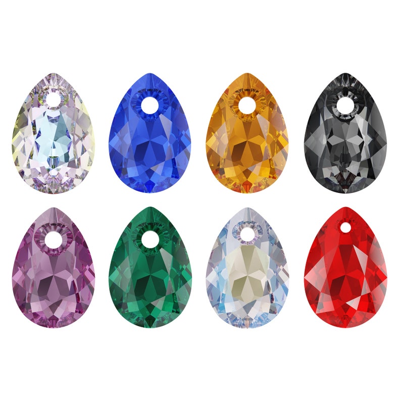 PRIMERO Crystals 6433 Pear Cut Highest Quality Crystal Pendants Made in Austria Center Drilled Pear Pendants for Jewelry Making image 1