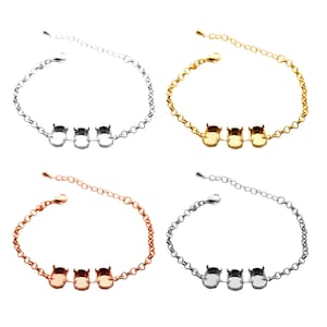 Brass Bracelet Base - 20cm+5cm Length - For Embedding Oval Shape 14mm Fancy Stones Crystals - Jewelry Making Blanks