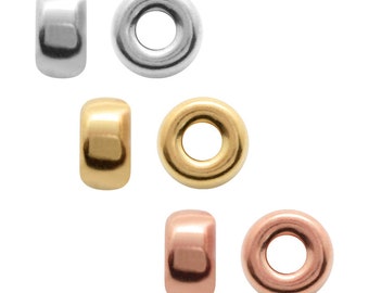 Espaciadores de cuentas redondas de plata 925 - Disponibles en tamaños de 3 mm, 4 mm, 5 mm, 6 mm, 7 mm - Plata, oro, oro rosa chapado - Hallazgos para hacer joyas