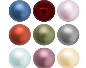 May include: Nine round, smooth, shiny ornaments in various colors: blue, red, pink, orange, green, gray, light blue, purple, and yellow.
