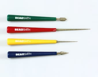 BeadSmith® 4 pezzi Set di alesatori economici per perline e perle Strumento per gioielli con punta diamantata* - per ammorbidire i bordi ruvidi e per levigare o allargare i fori