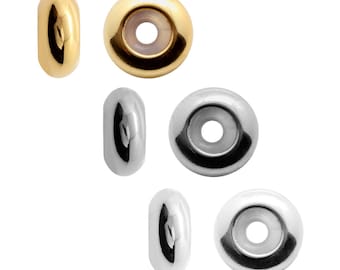 Messing Metaal Siliconen Rubber Ronde Kralen Spacers Inserts - 8,5 mm maat - Goud, Verzilverd, Rhodium kleur - 4 stuks - Sieraden bevindingen