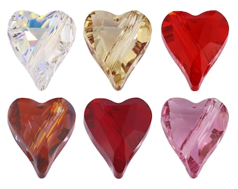 PRIMERO Crystals 5743 Wild Heart - Cuentas totalmente perforadas de la más alta calidad - Hecho en Austria - Colores de cristal - Cuentas populares en forma de corazón