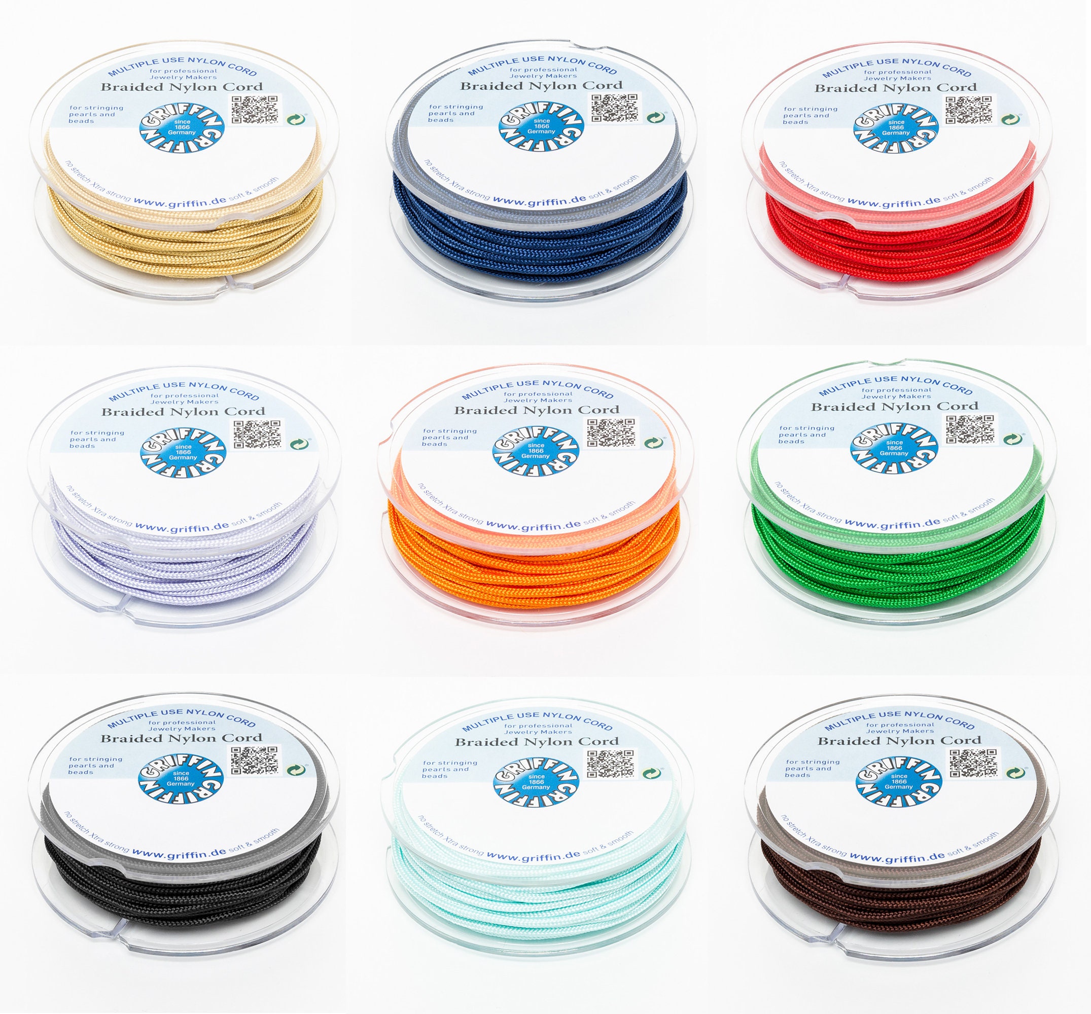 Nylon Thread, Nylon Jewelry Cord for Bracelets Making, Round, Mixed Color,  1mm in diameter, 225yards/roll