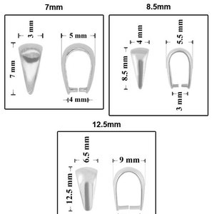 925 Silver Pinch Bails Colgante Bail Disponible en diferentes chapados y tamaños Hallazgos para hacer joyas Para colgantes de cristal imagen 2