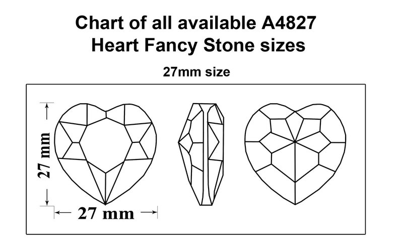 Cristaux AUREA A4827 coeur pierres fantaisies cristaux taille 27 mm différentes couleurs strass en cristal forme de coeur populaire fabrication de bijoux image 2