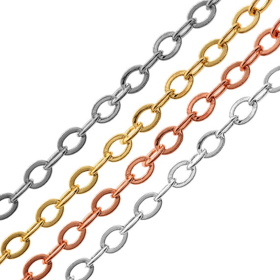 Brass Metal Rolo Continuous Oval Shape Chains 1 Meter Width 3mm
