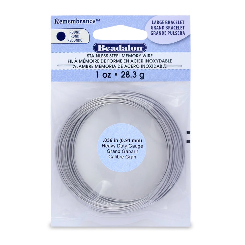 May include: A package of Beadalon stainless steel memory wire, 1 ounce, 28.3 grams, .036 inches (0.91 mm) in diameter, heavy duty gauge, for jewelry making.