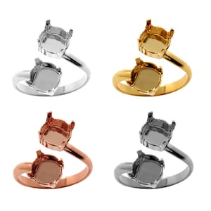 Pode incluir: Quatro anéis ajustáveis com duas configurações abertas para colocar pedras preciosas. Os anéis estão disponíveis em prata, ouro, ouro rosa e preto.