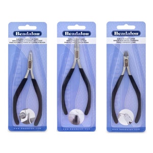 Beadalon® Slim Line Jewelry Making Tools: Bent Chain Nose, Flat Nose, Semi-Flush Cutter - For shaping & cutting wire, grabbing small parts