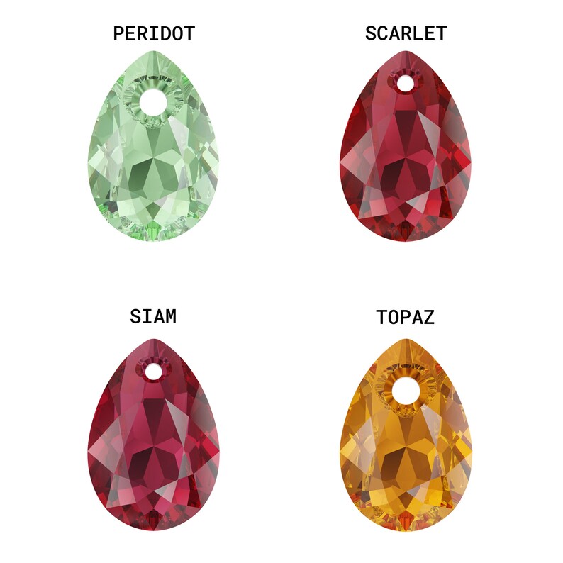 PRIMERO Crystals 6433 Pear Cut Highest Quality Crystal Pendants Made in Austria Center Drilled Pear Pendants for Jewelry Making image 8