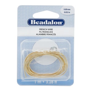 Beadalon® Französischer Metalldraht auf Kupferbasis zum Schutz der Perlenschnur Verschiedene Farben und Durchmesser 1m Draht Gold