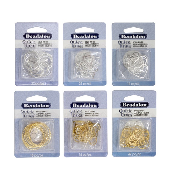 Beadalon® Quick Links™ Findings - Base metal - Choose Color & Size - Heart, Round, Oval or Triangle Style - Jewelry making findings