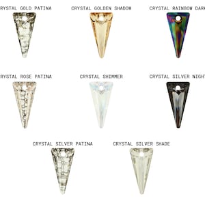 May include: Assortment of crystal pendants in various colors and finishes, including gold patina, golden shadow, rainbow dark, rose patina, shimmer, silver night, silver patina, and silver shade.