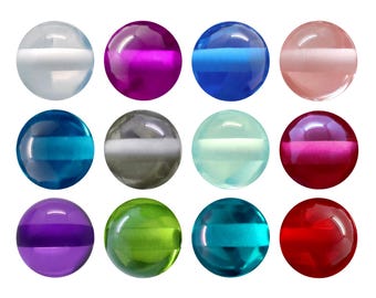 Cuentas redondas Cristallo: totalmente perforadas, 6 mm, 8 mm, 10 mm. Cuentas Polaris de resina de poliéster luminosa.