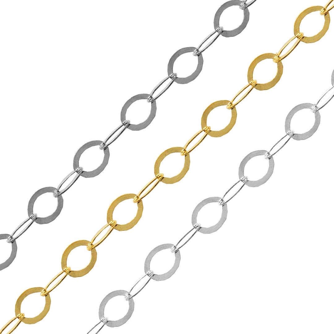 925 Sterling Silver Continuous Chain: Flat Oval Link, 3mm Width - Etsy