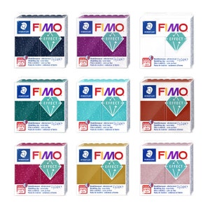 FIMO® Effect Oven Hardening Polymer Soft Modelling Clay - For creating Jewelry, Accessories - 42 Colors with Effects - 57g Standard Block
