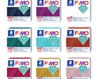 FIMO® Effect ofenhärtende weiche Polymer-Modelliermasse – zur Herstellung von Schmuck und Accessoires – 42 Farben mit Effekten – 57 g Standardblock