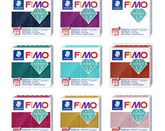 Pâte à modeler douce polymère durcissant au four effet FIMO® - Pour créer des bijoux et des accessoires - 42 couleurs avec effets - Bloc standard de 57 g