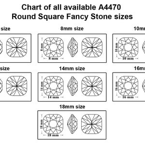 Cristaux AUREA A4470 rond carré Pierres fantaisies cristaux Couleurs de cristal simples Strass Forme carrée populaire Fabrication de bijoux image 2