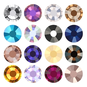 A2028 Rose Round Rhinestones Non Hotfix Flat Back Aurea Crystals - Popular Crystal Colors - Crystals for gluing, embellishing, nail art
