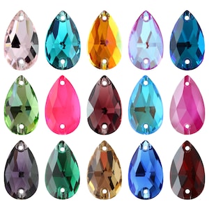 A3230 Pear Sew-On Rhinestones Aurea Crystals - Flat Back Sew-On Crystals with 2 Holes - For sewing, embellishing - Popular Crystal Colors