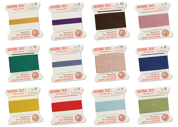 Griffin Silk Bead Cord: 100% Natural Silk Thread with Needle (2m)