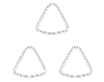 Connettori per anelli aperti a forma di triangolo in argento 925 - Disponibili nelle misure 6 mm, 9,5 mm e 12 mm - Componenti per gioielleria