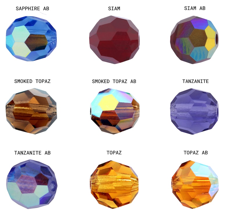 PRECIOSA Crystals 451 19 602 ronde eenvoudige kristalkralen volledig geboorde facetkralen echt verschillende maten, effen kleuren en AB-effecten afbeelding 9
