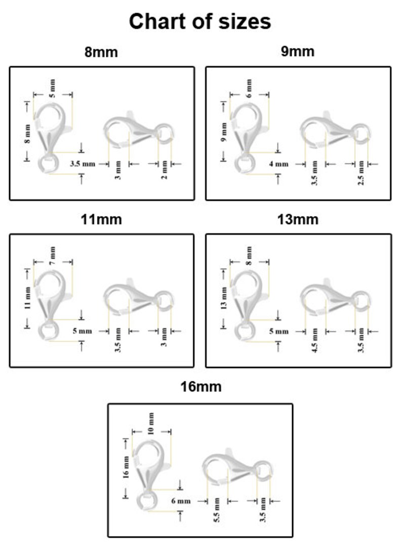 925 Silver Clasps with Open Jump Ring Various sizes with different platings Jewelry Making Findings image 2