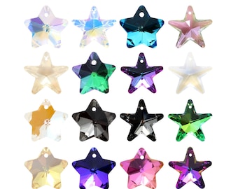 AUREA Crystals A6714 Star Pendants Crystals - Various Colors - Center Drilled Pendants - Popular Star Shape Crystals - Jewelry Making