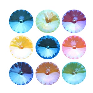A1122 Rivoli Round Stones - Cristaux Aurea - Pierres de cristal rondes à dos pointu - Cristaux populaires de forme Rivoli - Différentes couleurs de cristal
