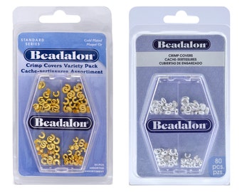 Variété de caches à sertir Beadalon® - Couleur or et plaqué argent - 3 mm 4 mm - 80 pièces - Apprêts en métaux communs - Fabrication de bijoux