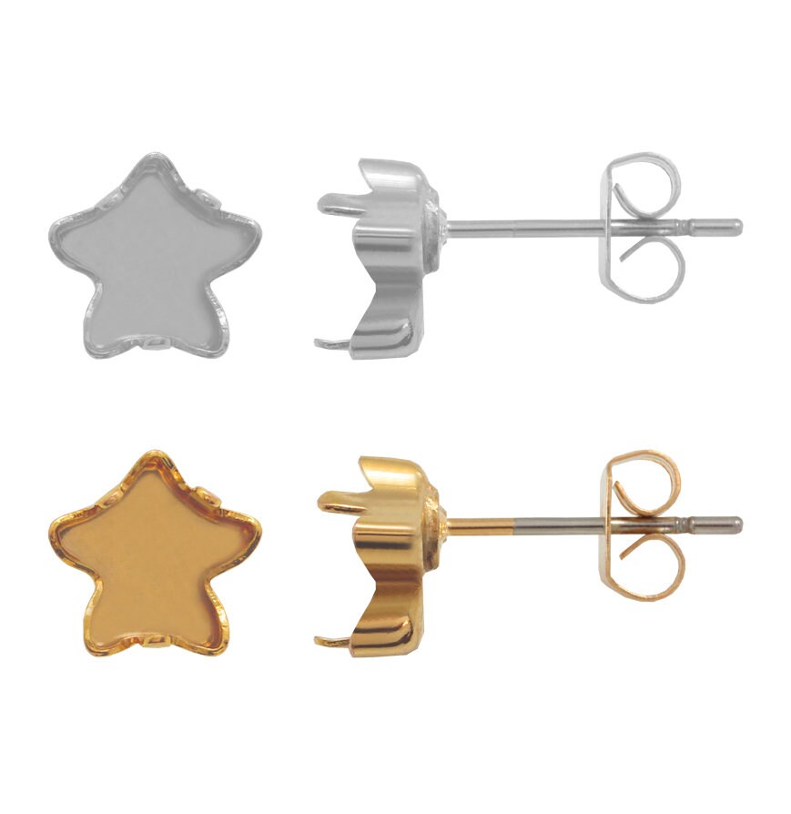 Brass Stud Post Earring Bases for 4699 Kaleidoscope Hexagon Fancy Crystals Brass Stud Post Earring Bases for 4699 Kaleidoscope Hexagon Fancy Crystals