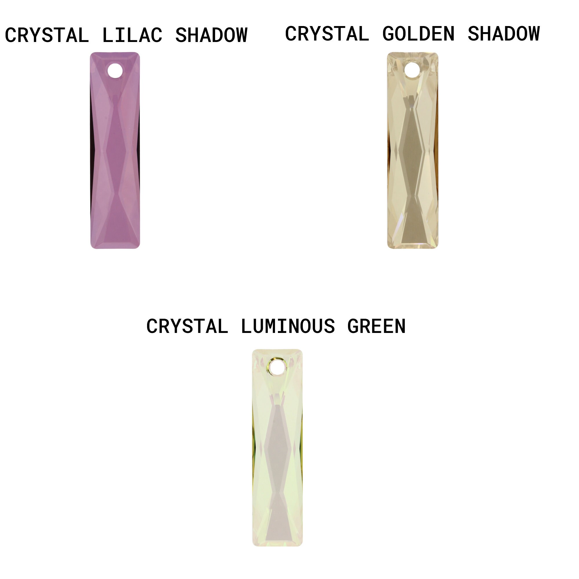 PRIMERO Crystal 6465 Queen Baguette Pendants Many Colors Available in  13.5x6mm, 25x7mm and 38x10mm Sizes 