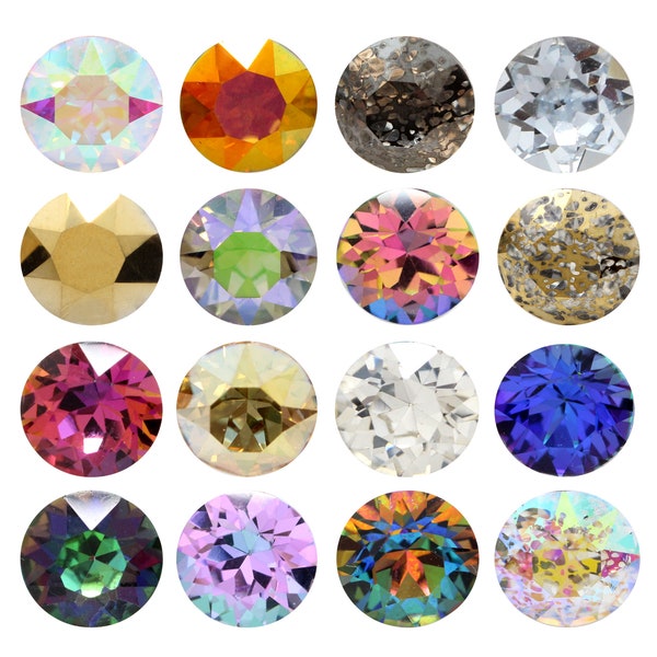 AUREA Crystals A1088 Chaton - Round Stones Crystals - Various Crystal Effects - Pointed Back Round Crystal Stone - Popular Chaton Shape