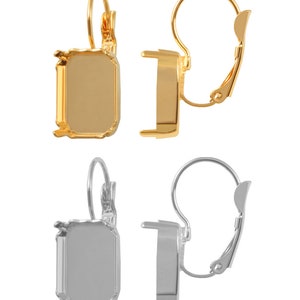 Bases de boucles d'oreilles dormeuses en laiton : montures octogonales, or/argent (1 paire)