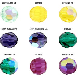 PRECIOSA Crystals 451 19 602 ronde eenvoudige kristalkralen volledig geboorde facetkralen echt verschillende maten, effen kleuren en AB-effecten afbeelding 4