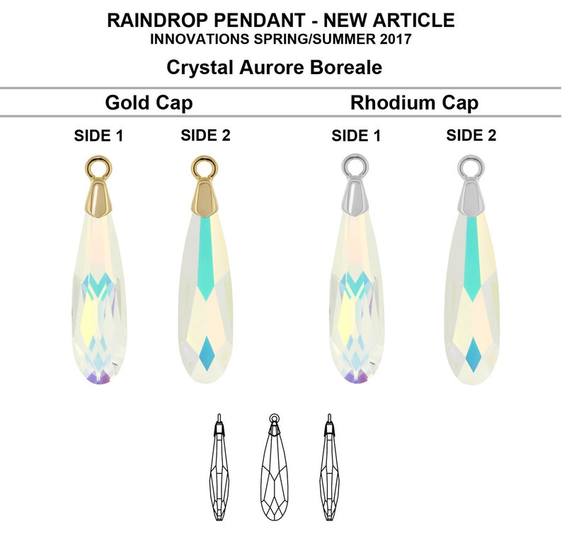Swarovski Crystal 6533 Raindrop Pendants With Metal Caps Etsy