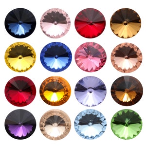 AUREA Crystals A1122 Rivoli - Round Stones Crystals - More Simple Crystal Colors - Pointed Back Round Crystals Stones - Popular Rivoli Shape