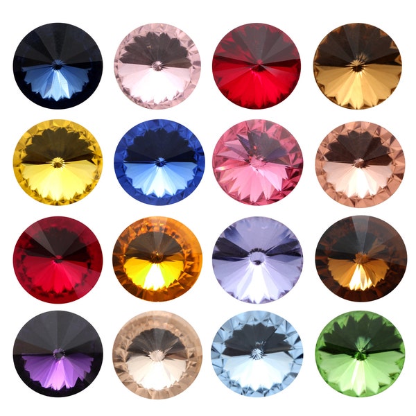 AUREA Crystals A1122 Rivoli - Round Stones Crystals - More Simple Crystal Colors - Pointed Back Round Crystals Stones - Popular Rivoli Shape