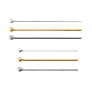 Brass Ball Head Pins: Gold, Silver, Rhodium Plated - 20 Pieces