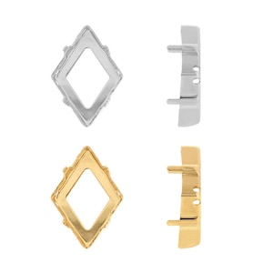 Puede incluir: Dos juegos de engastes en forma de diamante para la elaboración de joyas. Un juego es de plata y el otro de oro.