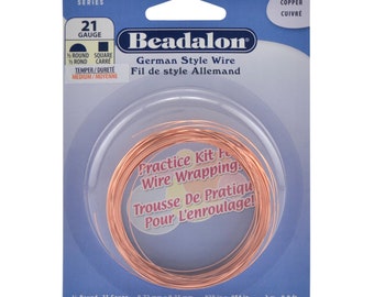 Beadalon® Немецкий стиль Проволока Тренировочный комплект - Закаленная медь Полукруглая и квадратная проволока - 21 калибр (0,72 мм), медный цвет, общая длина 8 м