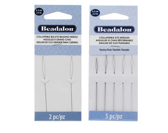 Beadalon® Klappnadeln mit großem oder Standard Öhr zum auffädeln von Perlen mit Kleinen Löchern - 6.4cm Länge