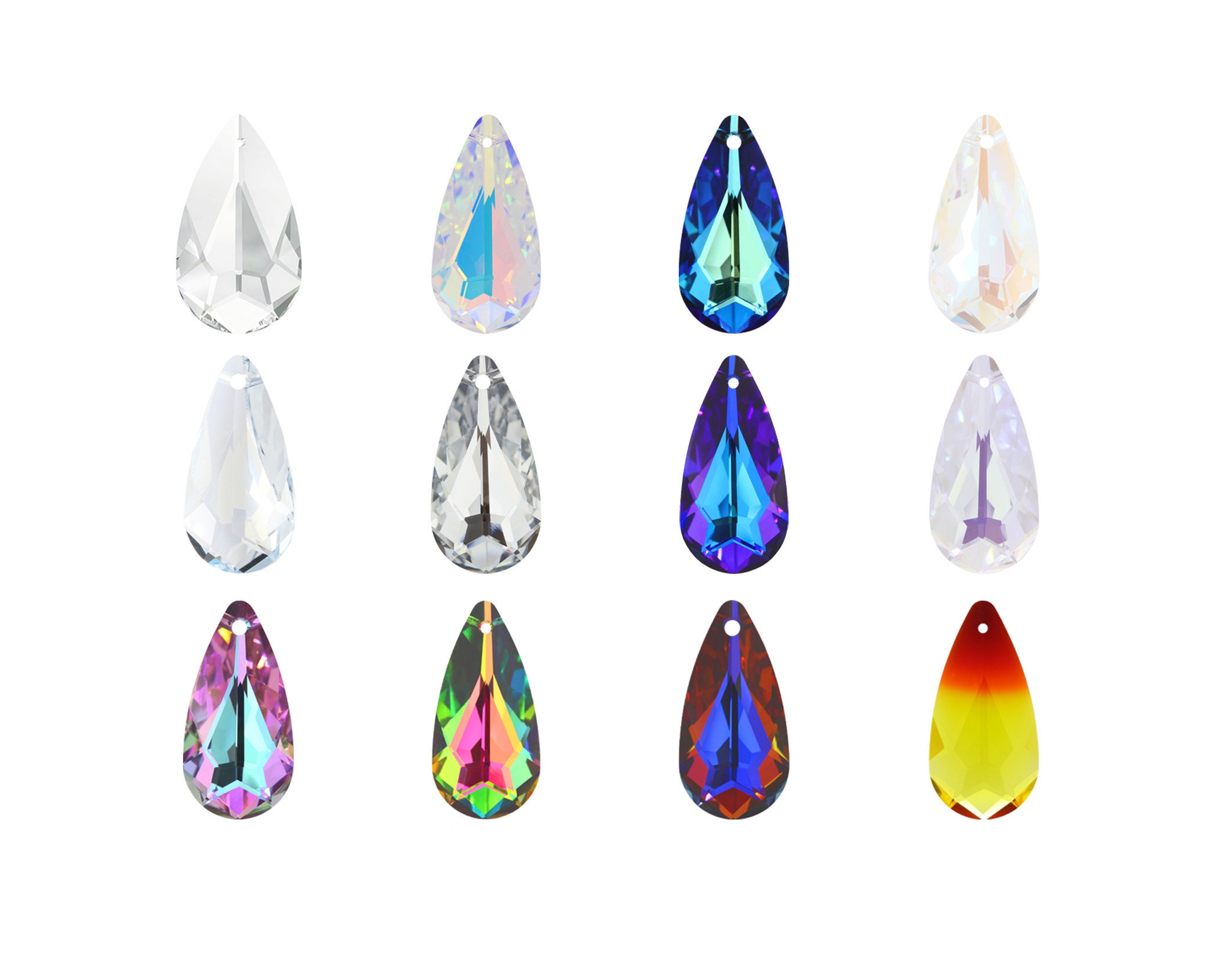 6100 Pear Drop Primero Crystals Pendants - Swarovski Alternative - Center Drilled Pear Drop Shape Crystal Pendants - for Jewelry Making
