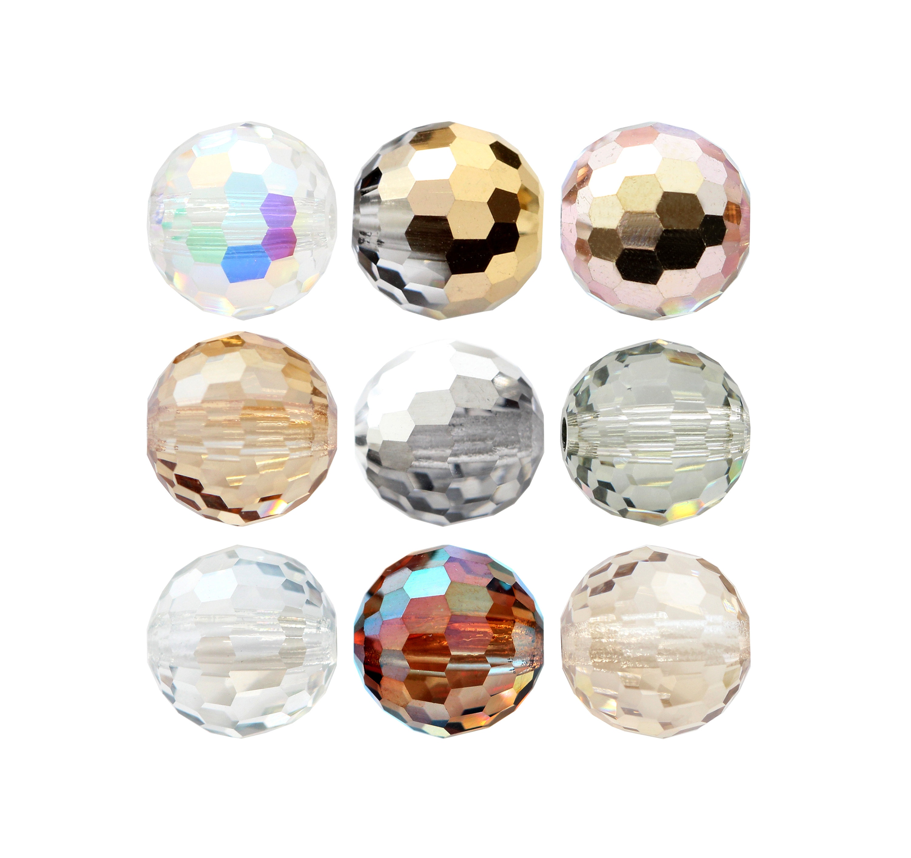 Bead, Celestial Crystal®, 32-facet, opaque to transparent multicolored, 8mm  faceted round. Sold per 15-1/2 to 16 strand, approximately 50 beads. -  Fire Mountain Gems and Beads